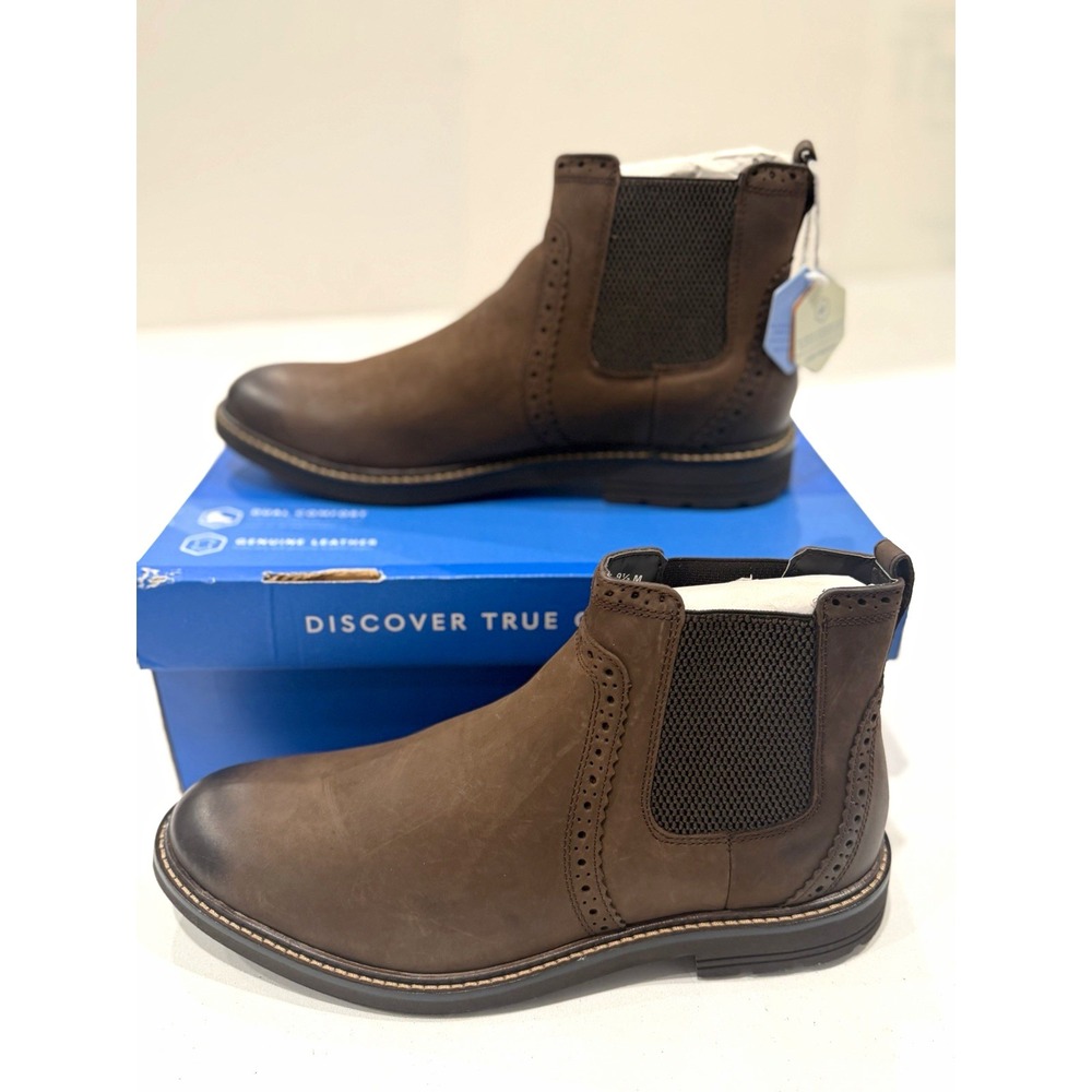 Nunn Bush Men's 9.5M Brown Genuine Leather Chelsea Ankle Boots Slip On Foam shoe